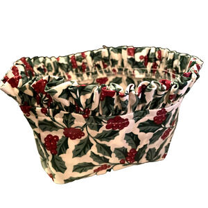 Longaberger Traditional Holly Fabric Liner For Tea Basket Retired